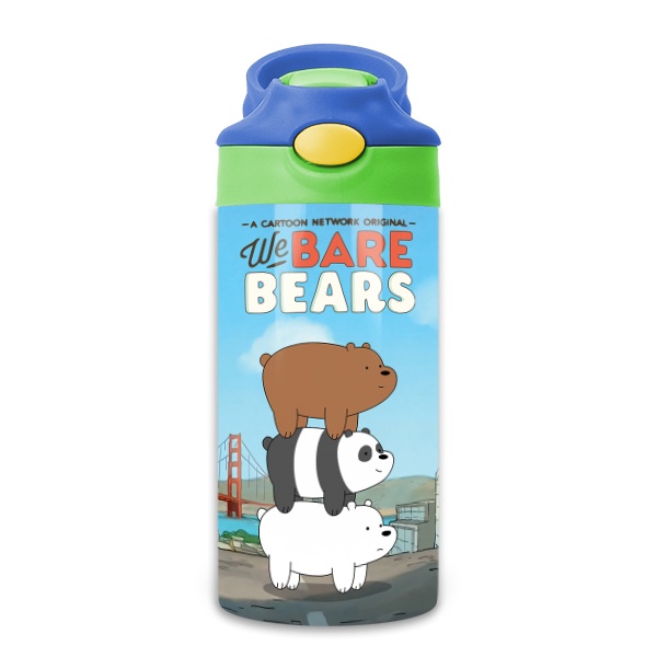 Bình Uống Nước Giữ Nhiệt Cho Bé Có Ống Hút Hình We Bare Bears - Tỉ Mỉ Studio - Mã 0707KT01