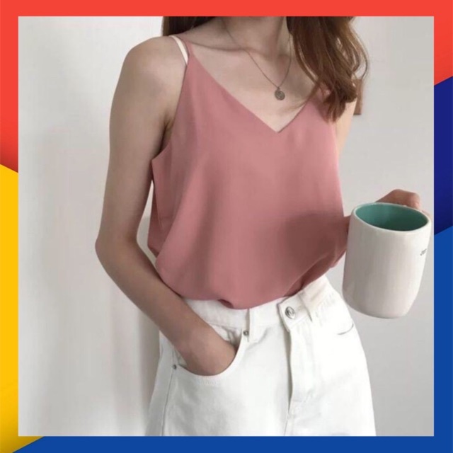 Áo hai dây voan cổ tim đơn giản quyến rũ | BigBuy360 - bigbuy360.vn