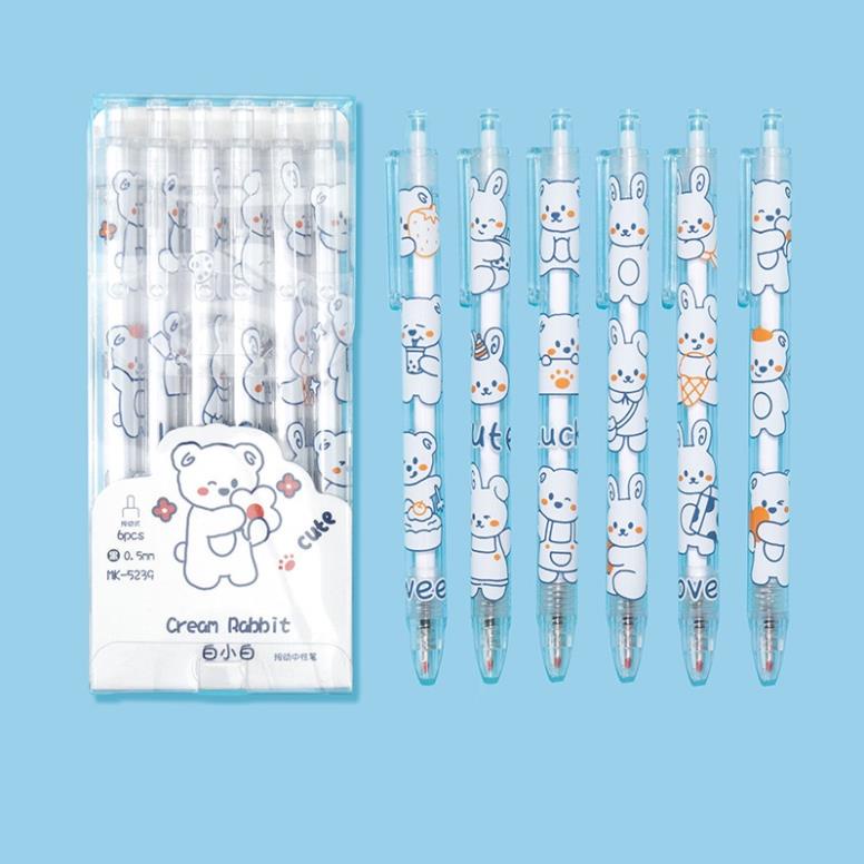 [Bộ 6] Bút gel bấm KOLANO combo 6 bút bi gel ngòi 0.5mm nhiều màu cao cấp mực đều SP-001376