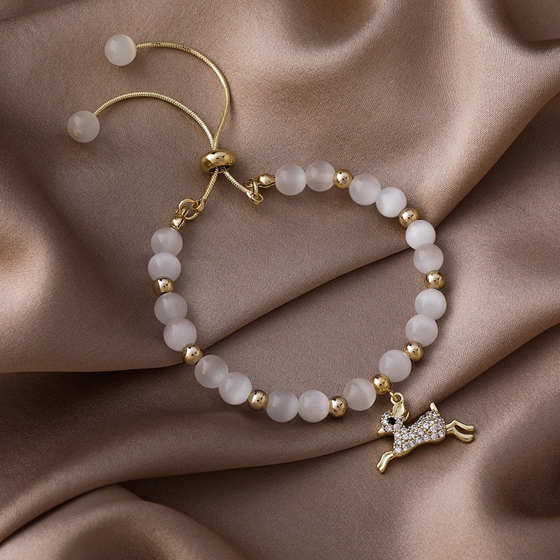 OIMG  Vòng Đeo Tay Chuỗi Hạt Đá Opal Cho Nữ