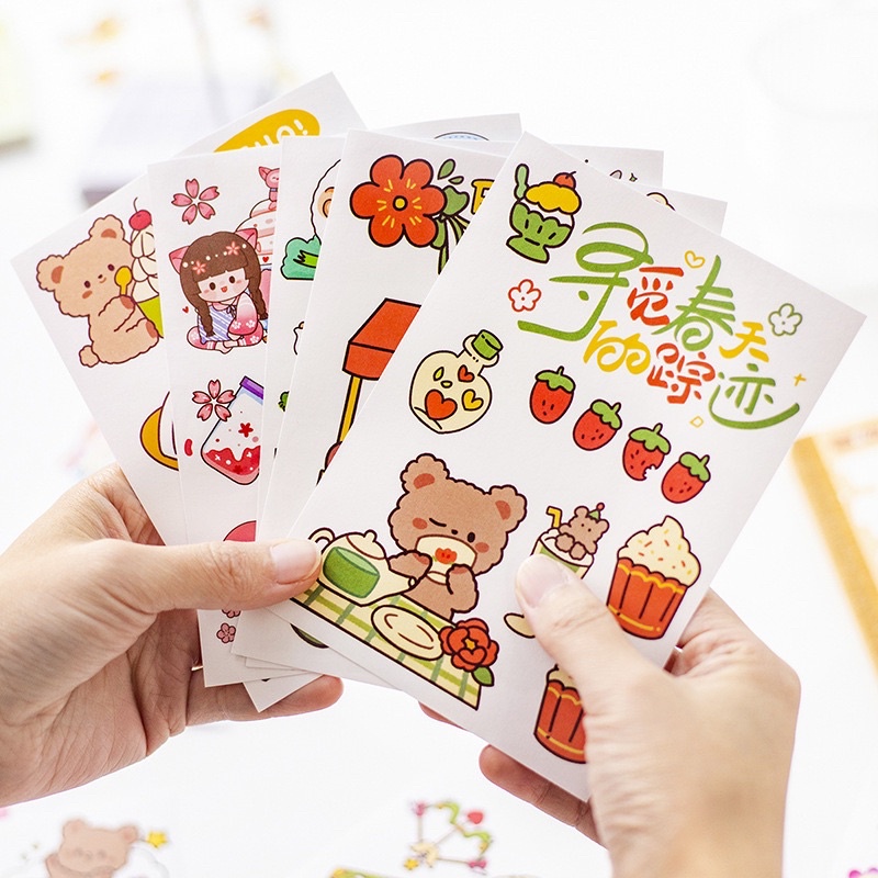 🌸Set 50 tờ sticker nhãn dán trang trí sổ bìa sách chủ đề cuộc sống hàng ngày🌸