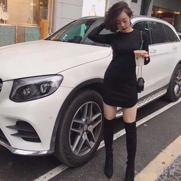 Đầm dự tiệc ღ FREESHIP ღ Váy ôm body tay dài xỏ ngón vạt bầu thời trang xixo DAM0010