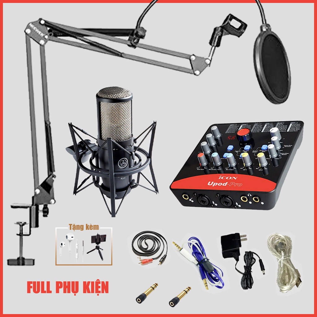 COMBO livestream Icon Upod Pro Micro thu âm AKG P220- BẢO HÀNH 1 đổi 1 trong 12 tháng