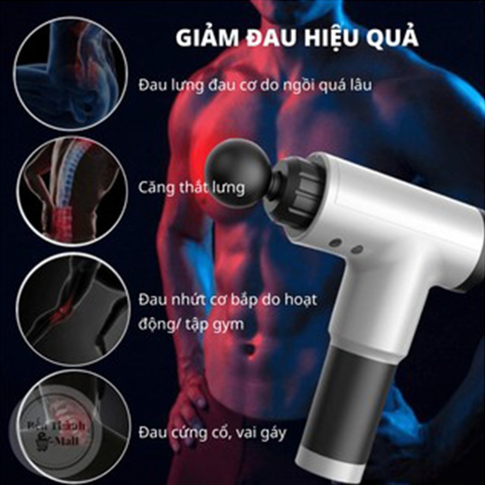 Máy massage cầm tay 6 đầu 6 cấp độ trị đau nhức toàn thân hiệu quả - Massage Gun cổ vai gáy kèm 6 đầu mát xa chuyên sâu