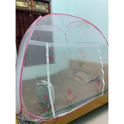 (BÁN RẺ LẤY TƯƠNG TÁC) Màn chụp tự bung cao cấp đỉnh chóp trơn hoặc có hoa tulip - Mùng chống muỗi gấp gọn thông minh