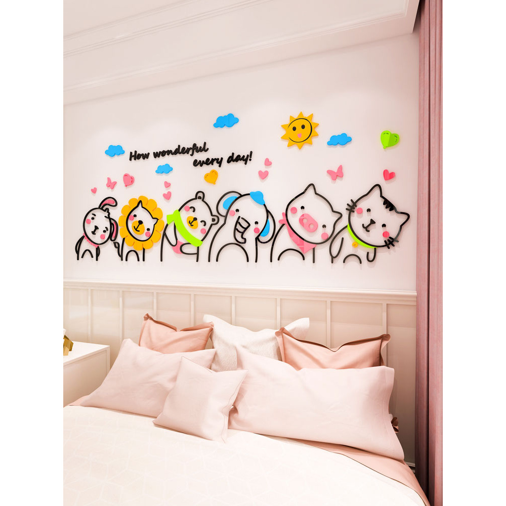 Tranh dán tường mica 3d decor khổ lớn hoạt hình những người bạn dễ thương Nhiều Size - EPeBen