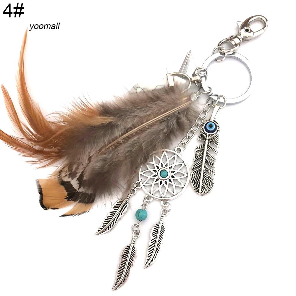 Móc khóa Dream Catcher gắn lông vũ xinh xắn