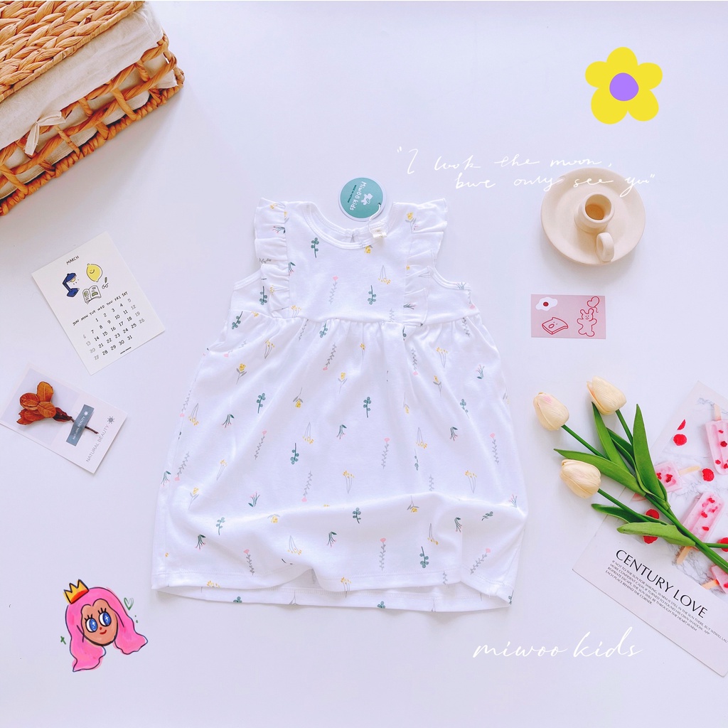 Váy MIWOO Cánh Tiên  ⚡FREESHIP⚡ Chất Cotton Bozip Cho Bé Gái Thoải Mái Thoáng Mát Ngày Hè