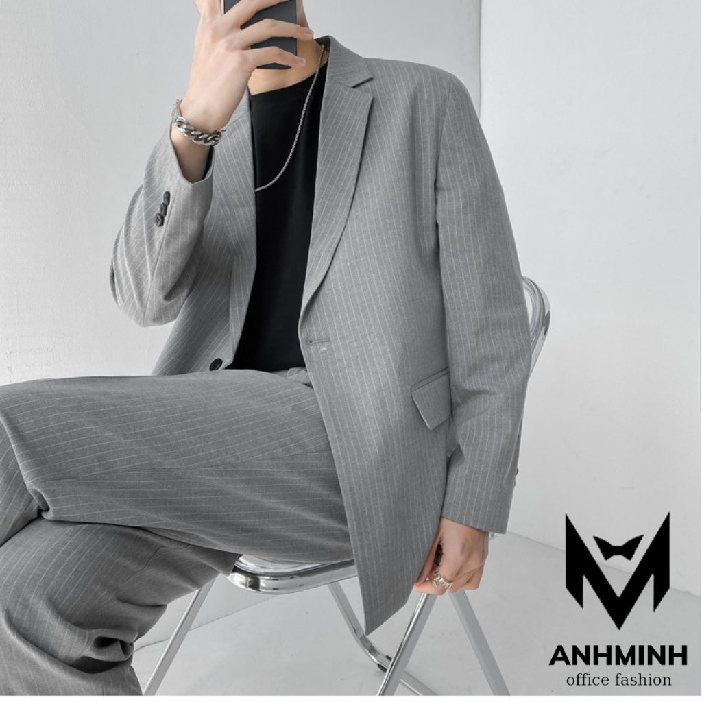 Set Blazer Nam Quần âu nam ANHMINH bộ vest nam gồm áo vest và quần âu lịch lãm sang trọng thời trang Hàn Quốc