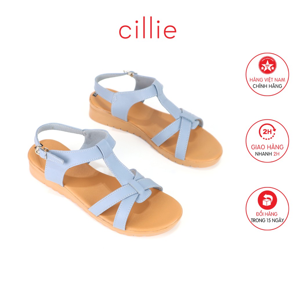 Giày sandal nữ da thật mũi tròn basic đế cao 3cm đi làm đi chơi đi học Cillie 1008