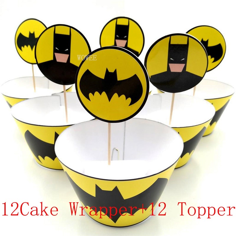 Set 24 Phụ Kiện Trang Trí Bánh Cupcake Hình Batman