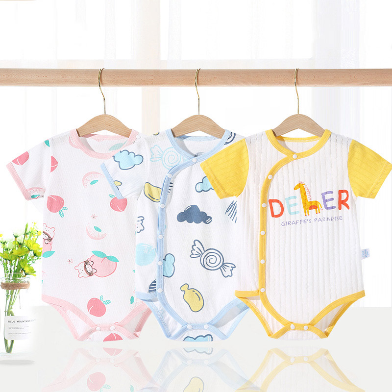 Áo liền quần Bodysuit Romper Vải Cotton Tay Ngắn In Hình Thỏ Cho Các Bé Nhỏ Sơ Sinh 2021