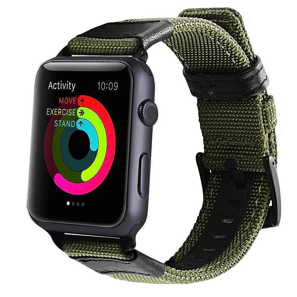 Dây đồng hồ vải da chuẩn quân đội cho Apple Watch