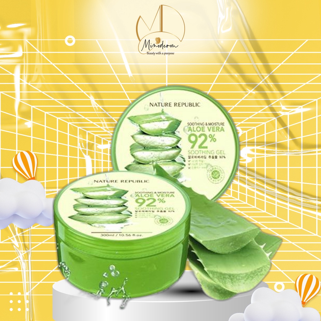 Gel dưỡng Nature Republic Aloe Vera 92% Soothing Gel cấp ẩm, làm dịu da 300ml