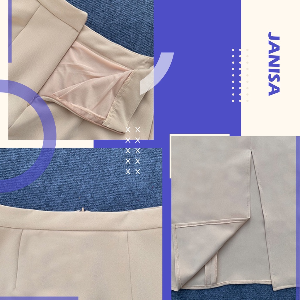 Chân váy chữ A xẻ tà dài qua gối công sở midi JANISA CV12 | BigBuy360 - bigbuy360.vn