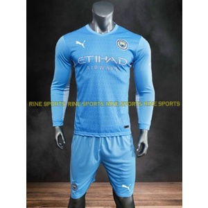 Bộ áo bóng đá Mancity xanh tay dài hàng việt nam cao cấp mùa giải 2021-2022