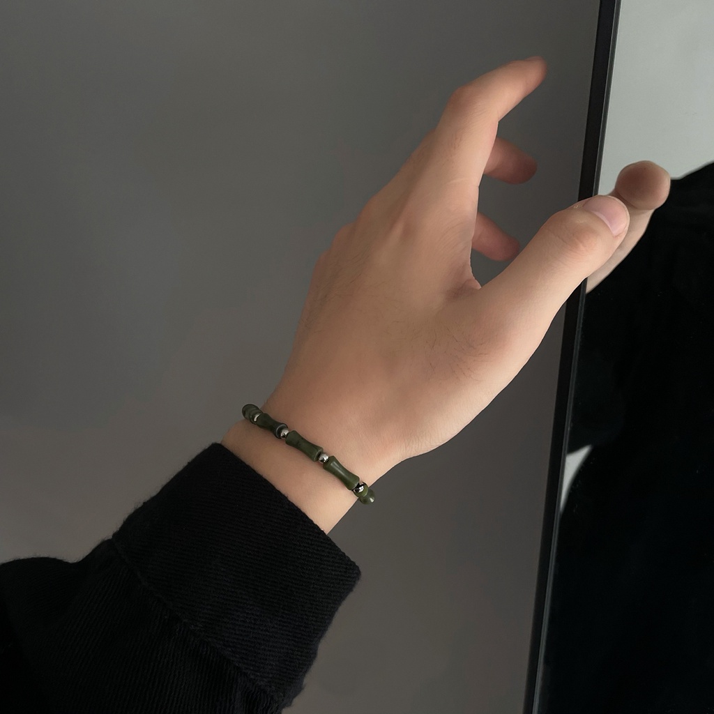 Vòng tay nam và nữ DEOJI . Trúc cát tường may mắn, ngọc trúc kết hợp hạt Titan