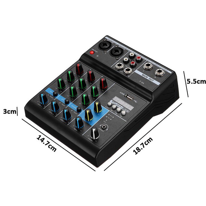 [Mã ELHACE giảm 4% đơn 300K] Bộ Mixer Âm Thanh Hát Live, Thu Âm, Điều Khiển Trộn Âm Thanh Bluetooth F4A Cao Cấp