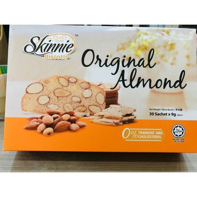 Bánh Biscotti hạnh nhân Skinnie Original Almond hộp 135gr 270gr