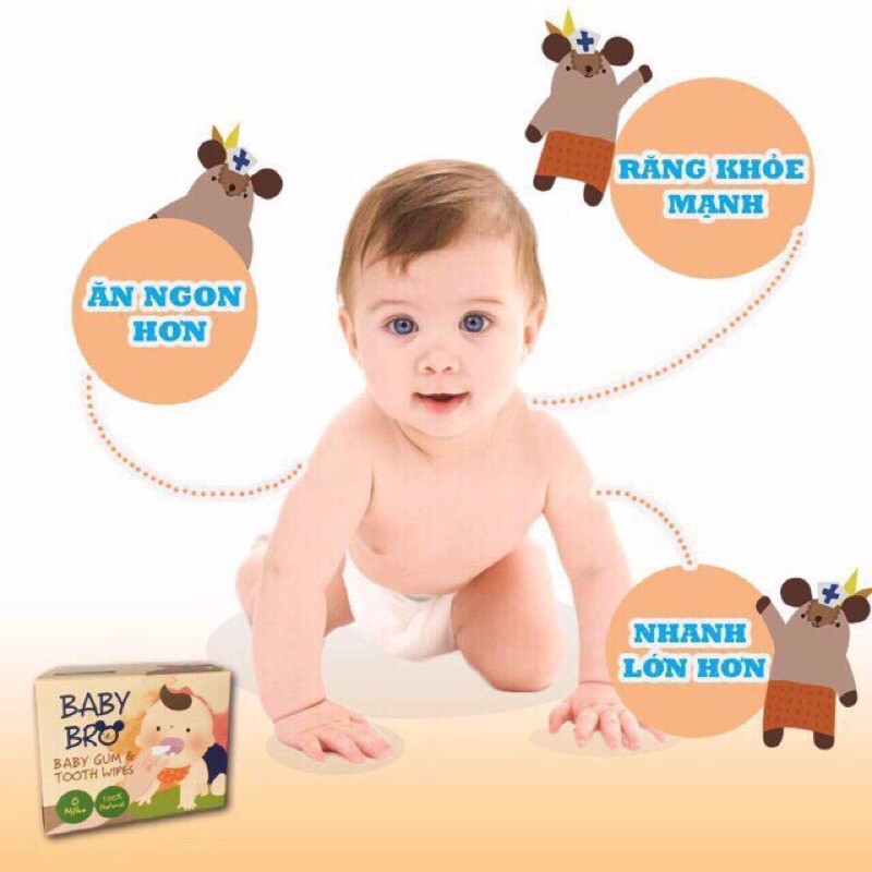 Gạc rơ lưỡi Baby Bro - Nhập khẩu Hàn Quốc - Baby Pro vệ sinh răng miệng cho bé Chính Hang