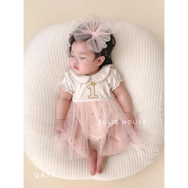 Set váy kèm turban ren hồng - QA71