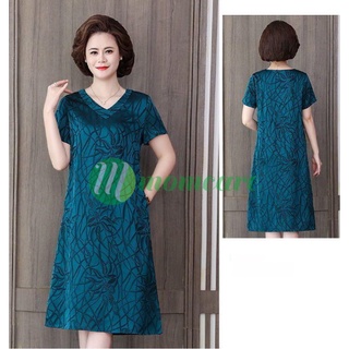 Váy đầm trung niên dáng A suông V35, thời trang đẹp, cao cấp sang trọng mùa hè cho người lớn tuổi dự tiệc dạ hội Bigsize