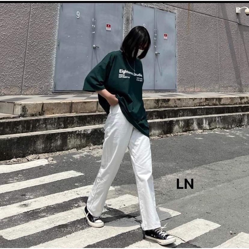 Sét áo xanh studio +quần kaki trắng LN11