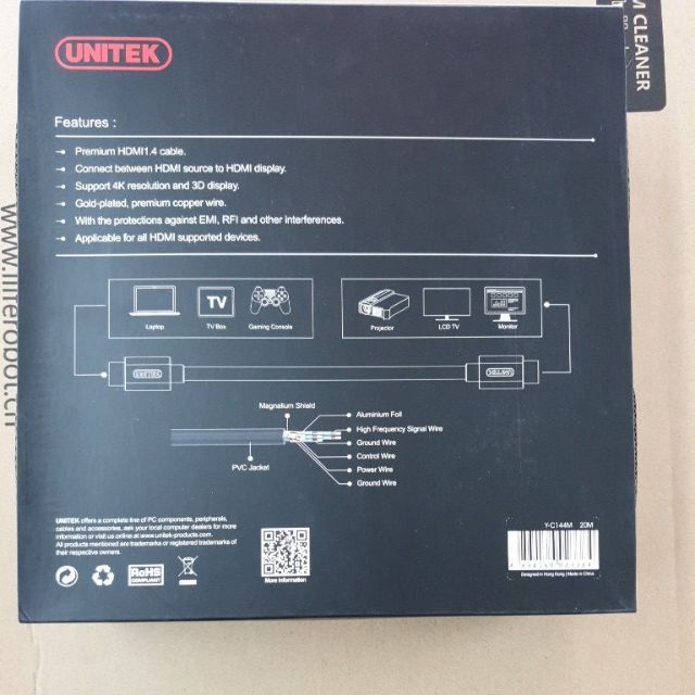 Cáp HDMI 10m 15m 20m unitek y-c144