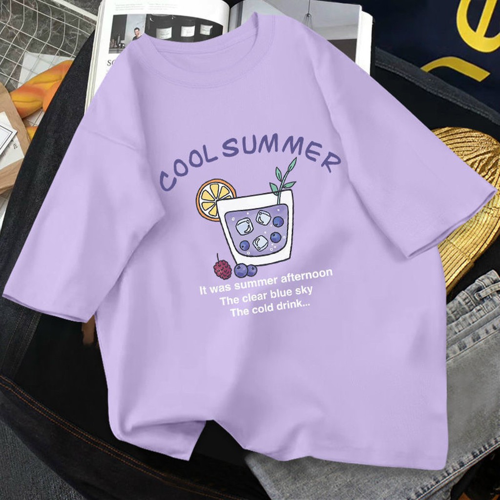 Áo phông form rộng tay lỡ unisex - Áo thun in chữ Cool summer - Sỉ áo thun số lượng lớn