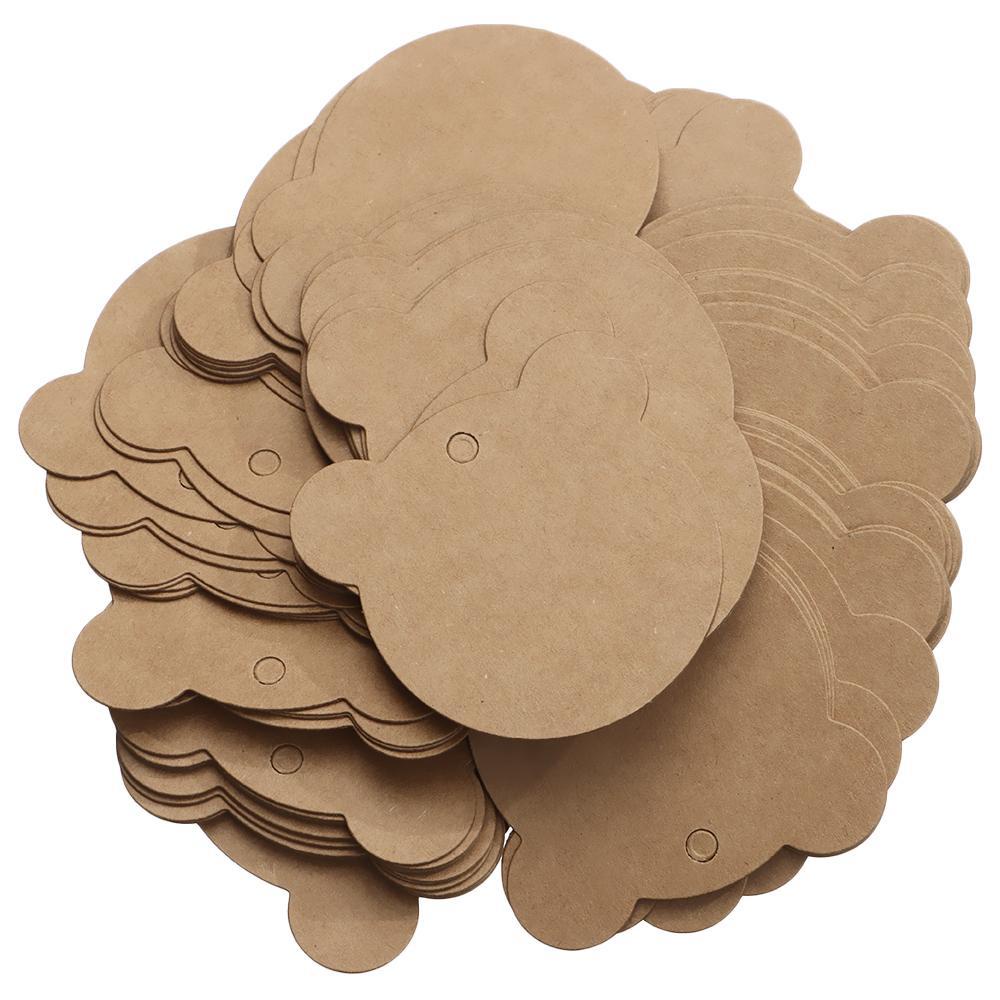Set 100 Tấm Thẻ Giấy Kraft 3.5x3.5cm 6x6cm Họa Tiết Động Vật Hoạt Hình Treo Bông Tai