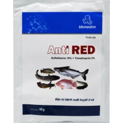 VEMEDIM Anti red cá, dùng cho cá nuôi nước ngọt bị nhiễm khuẩn đốm đỏ, sưng đỏ, gói 50gr Lonton store