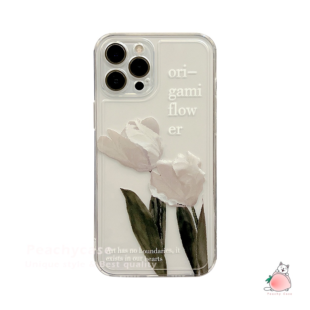 Ốp Điện Thoại TPU Mềm Trong Suốt Chống Sốc Họa Tiết Hoa Origami Cho IPhone 13 Mini 12 Pro Max 11 Xr Xs Max X 7 8 Plus 12Mini Se 2020