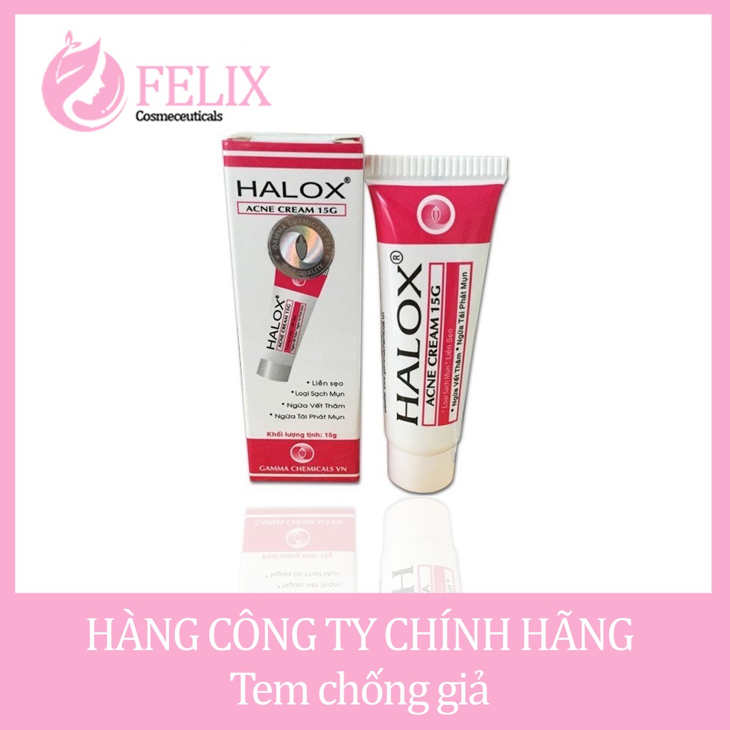 KEM GIẢM MỤN NGỪA THÂM HALOX ACNE CREAM CHÍNH HÃNG GAMMA TUÝP 15GR