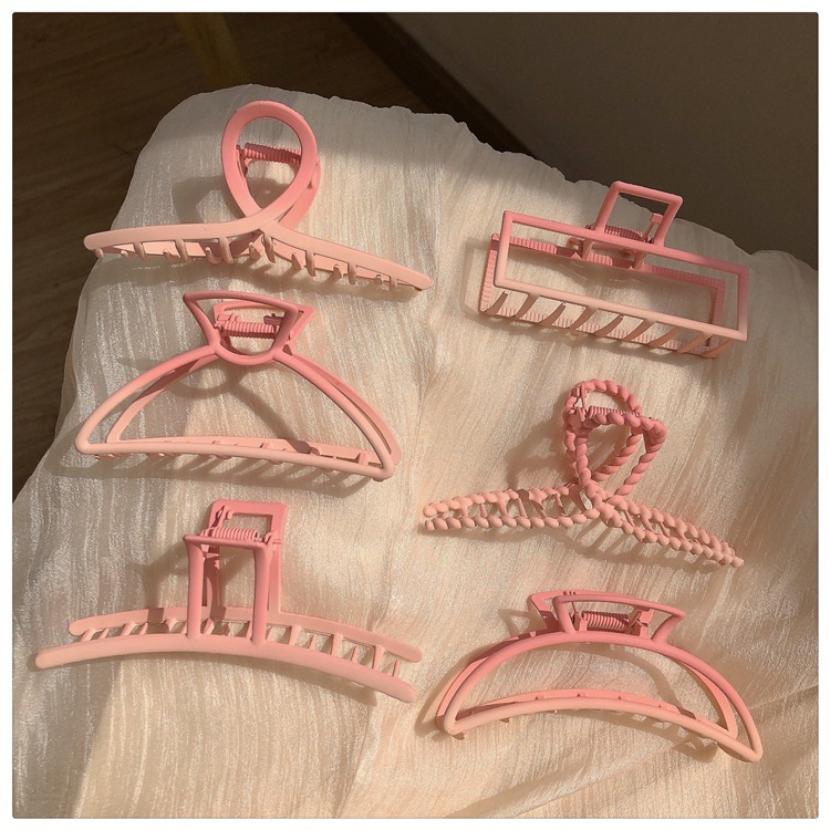 Kẹp Tóc Kim Loại Hình Cá Mập Màu Hồng Đào Gradient Thanh Lịch Và Xinh Xắn Cho Nữ