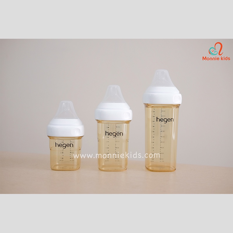 Set 2 bình sữa cho bé HEGEN PPSU 240ml núm 2, bình sữa trẻ em chính hãng 3m+, Monnie Kids