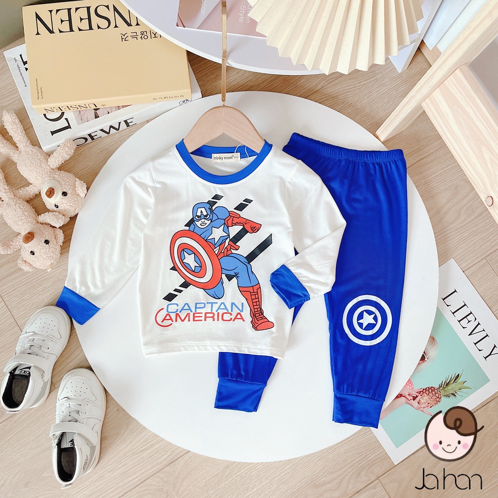 Bộ Thu Đông Cho Bé   Bộ Siêu Anh Hùng Dài Tay Cho Bé Trai Bé Gái Chất Cotton Cao Cấp Siêu Co Giãn Thấm Hút