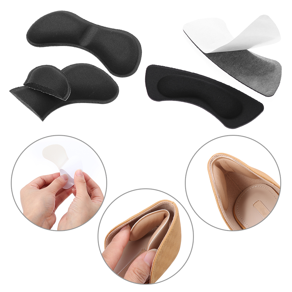 ❤LANSEL❤ 2 Pairs Reusable Heel Cushions Anti-slip Heel Liner Protector High Heel Shoe Pads Foot Care Protector Self-Adhesive Heel Pain Relief Men &amp; Women Heel Shoe Insoles