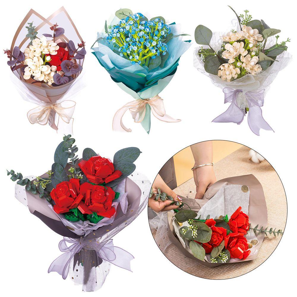 Layor1 Đồ Chơi Lắp Ráp Hình Hoa Hồng Ba Chiều Lưới Màu Đỏ