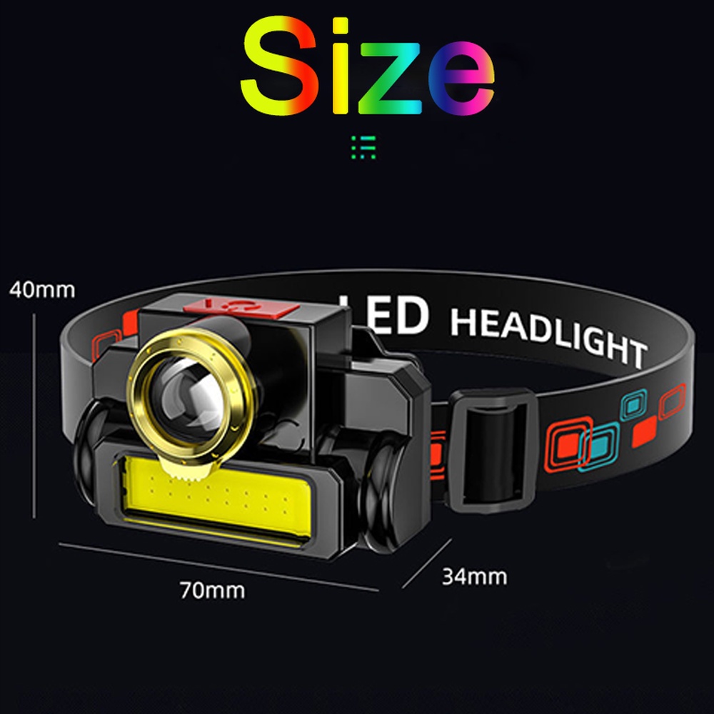 Đèn LED Đội Đầu XPE+COB Mini Sạc USB Tiện Dụng Cho Hoạt Động Ngoài Trời