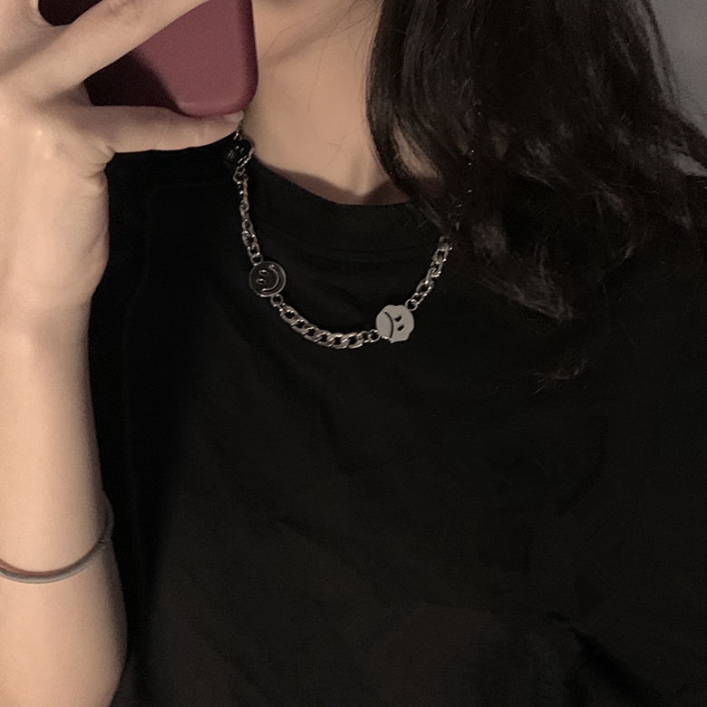 Dây chuyền mặt hình mặt cười phong cách hip hop dễ phối thời trang cho nam và nữ