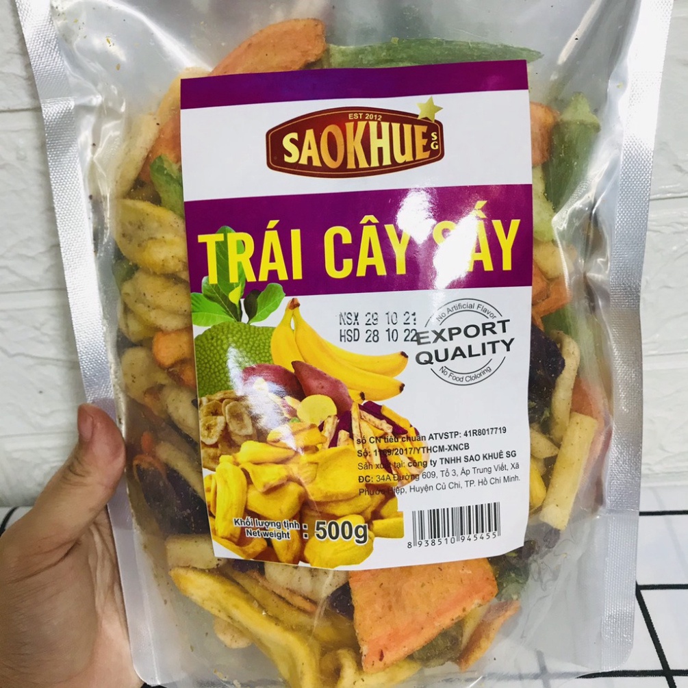 Trái cây sấy thập cẩm 500g Sao Khuê nguyên miếng, hàng xuất khẩu