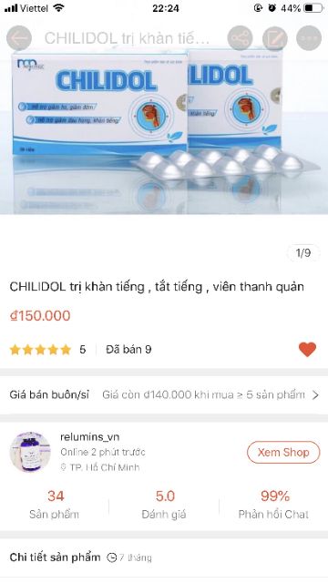 CHILIDOL trị khàn tiếng , tắt tiếng , viên thanh quản