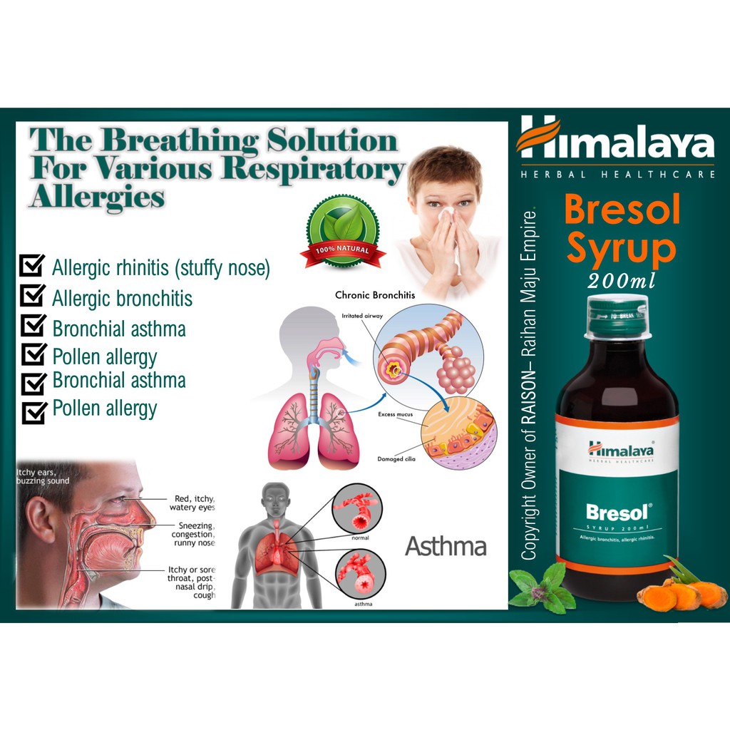 Himalaya Bresol - Siro hỗ trợ phổi, phục hồi chức năng hô hấp