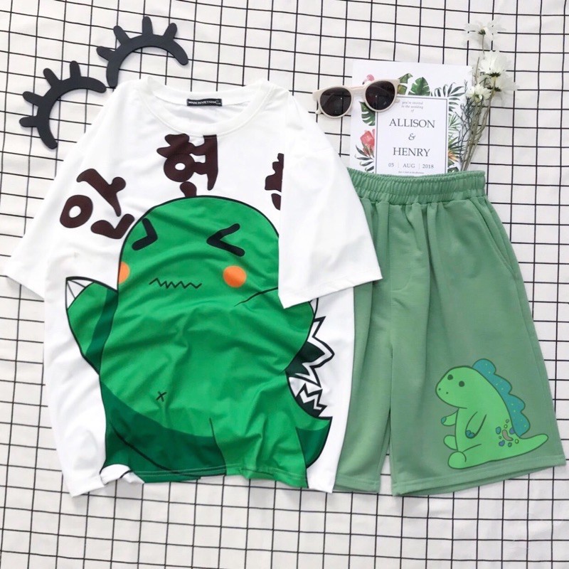 Bộ đùi cotton hoạt hình mẫu khủng long siêu hot