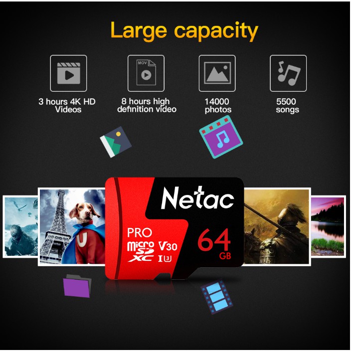 Thẻ Nhớ Micro SD 64GB XC Netac Pro V30 A1 chuyên dụng cho camera và điện thoại | BigBuy360 - bigbuy360.vn
