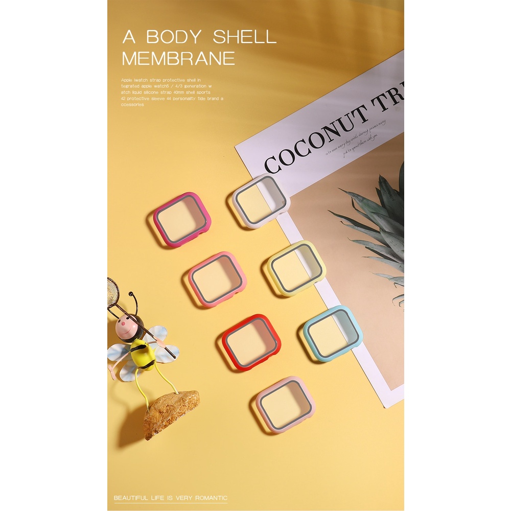 Vỏ Bảo Vệ Mặt Đồng Hồ Apple Watch 1 2 3 4 5 6se 38 4042 44mm Kèm Kính Cường Lực 2 Trong 1