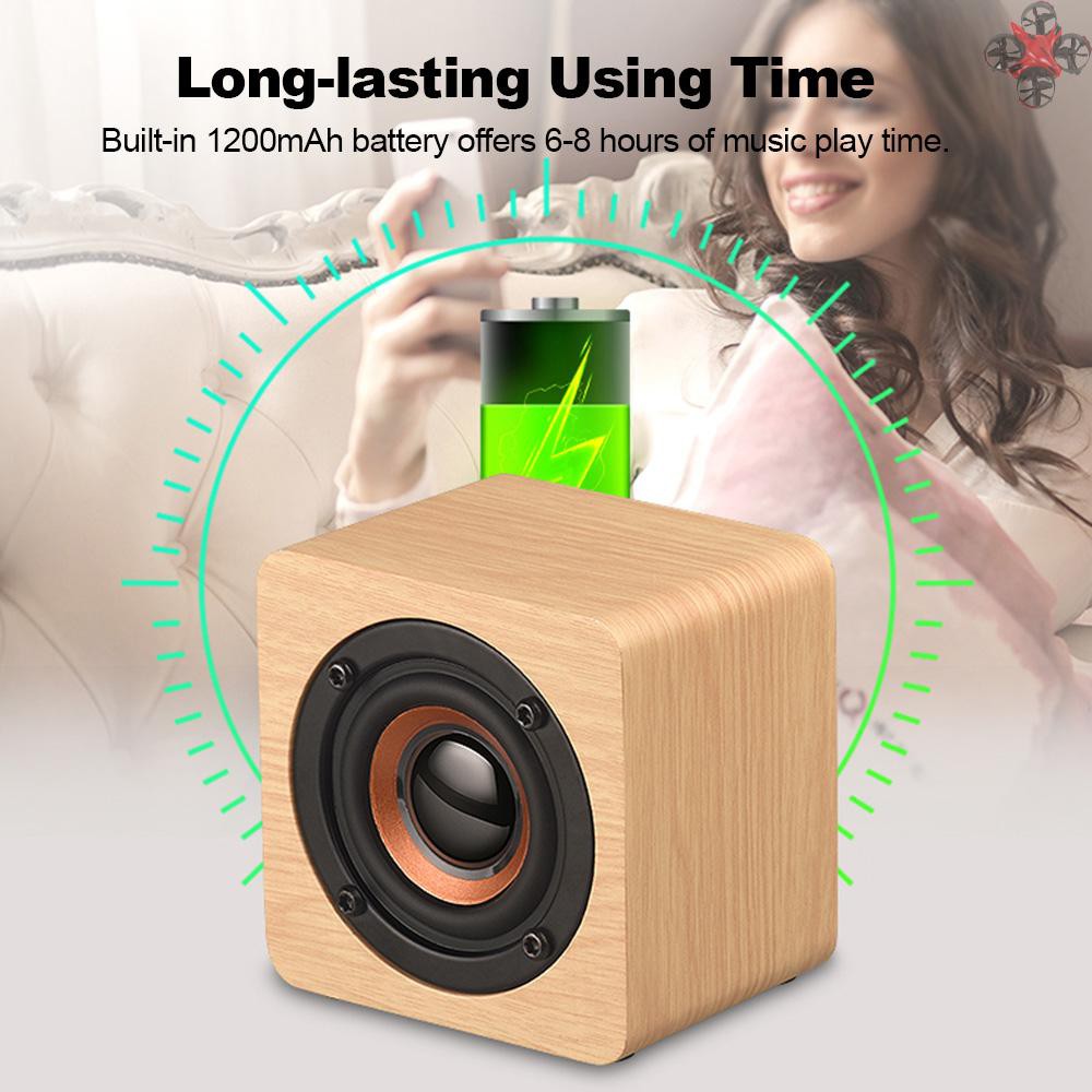 CTOY Q1 Mini Wooden Bluetooth Speaker Portable Wireless Subwoofer Strong Bass Powerful Sound Box Music Magic Cube for Smartphone Tablet Laptop