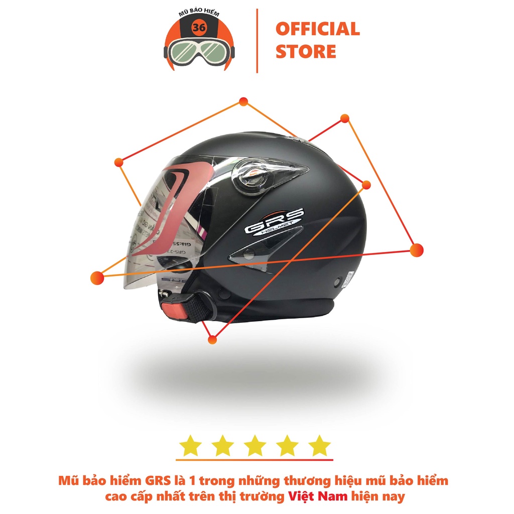 Mũ Bảo Hiểm 3/4 GRS A27k nhiều màu - kính trà