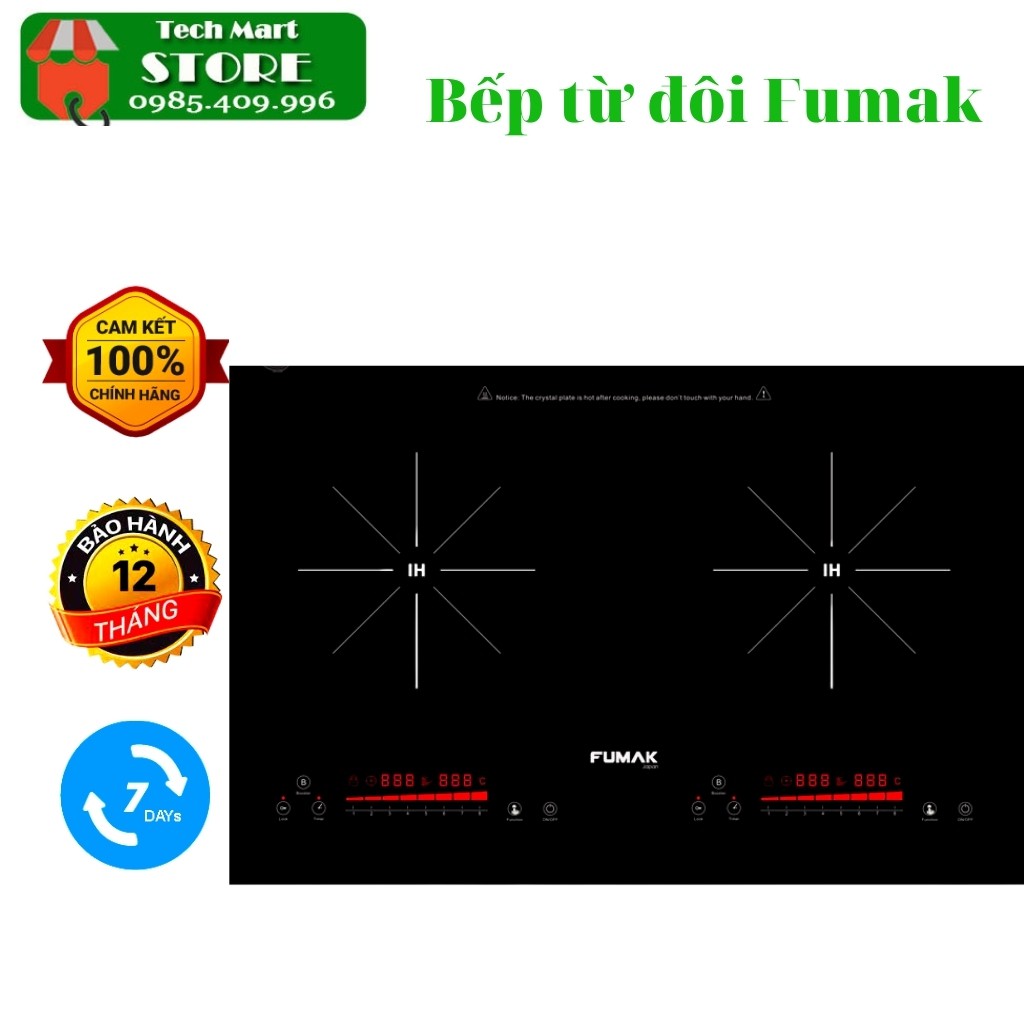 Bếp Từ Đôi, Bếp Từ Fumak FM-IC2000✅Chính Hãng Nhật Bản✅Bảo Hành 24 Tháng, Đổi Lỗi Trong Vòng 30 Ngày