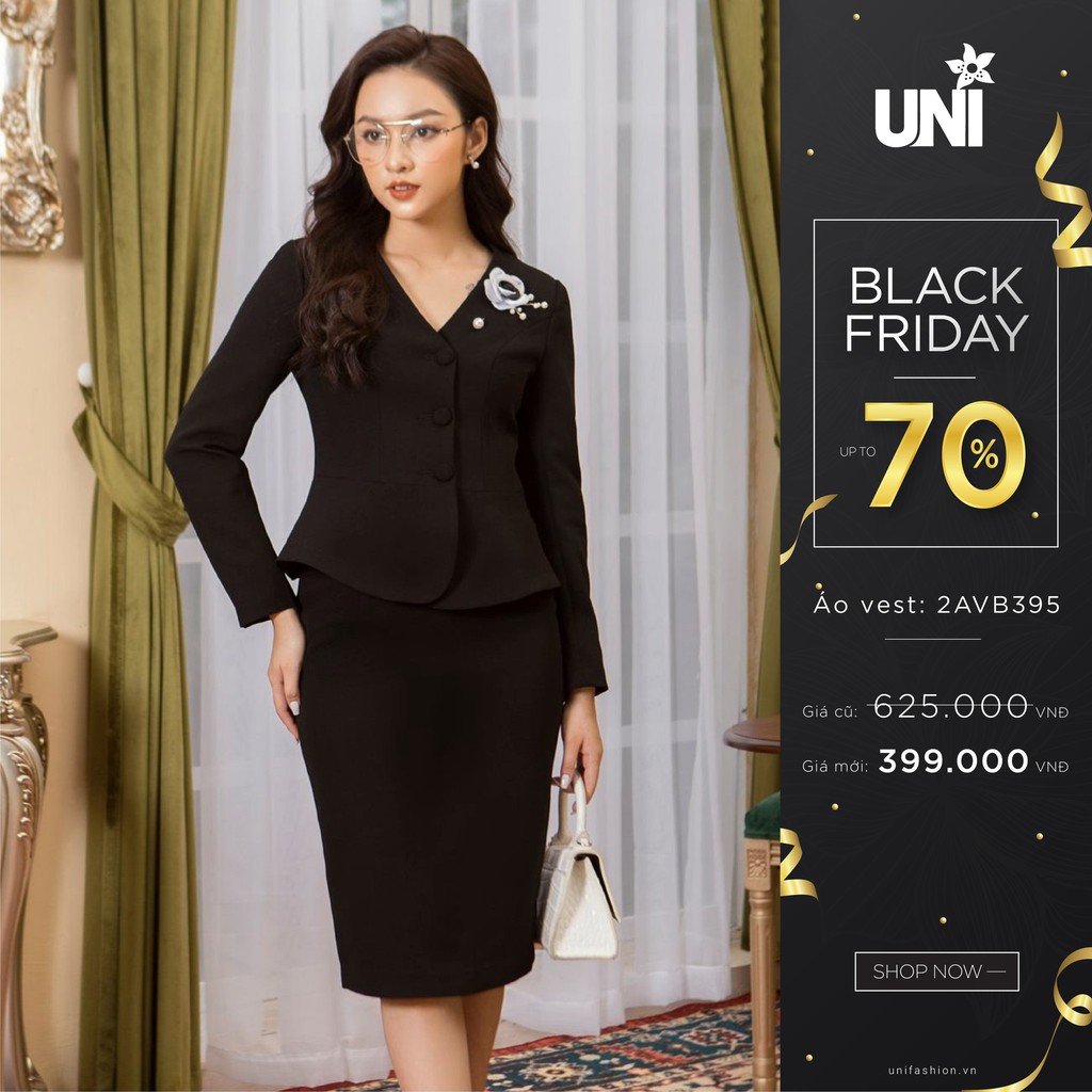 Áo Vest Nữ UNIVTH Chiết Eo Cài Hoa Sang Trọng 2AVB395 Uni Korean Fashion